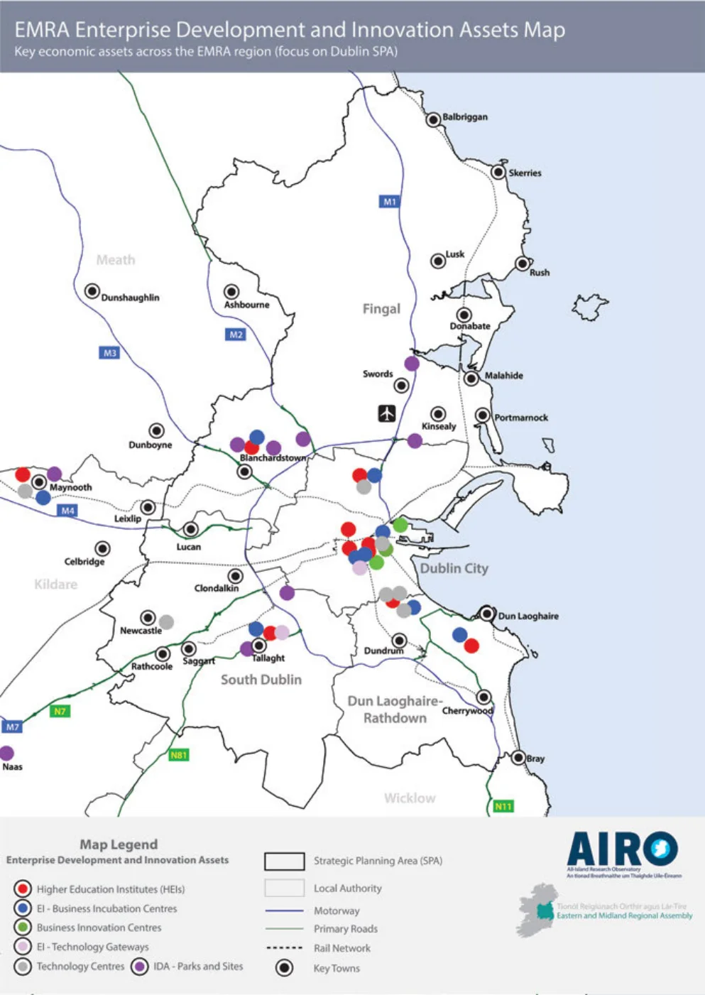 Figure 6.6 Dublin SPA’s Enterprise Development and Innovation Assets Map