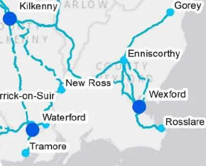 Figure 4.3: Example of Corridor Development -- NCN GIS dashboard (left), proposed NCN corridor options (right)