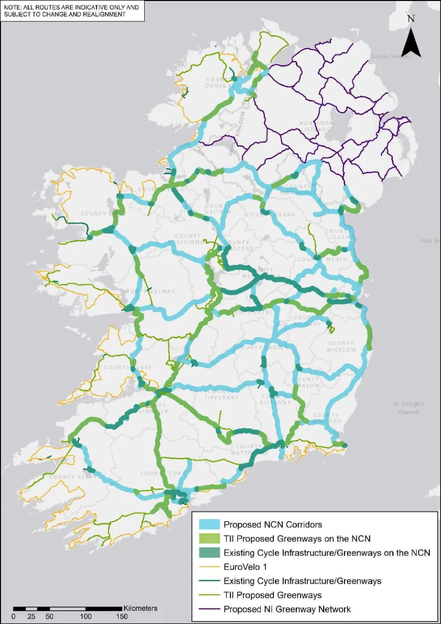 Figure 6.2 Preferred Corridors for NCN Post Public Consultation, Existing and Planned Cycle Networks /