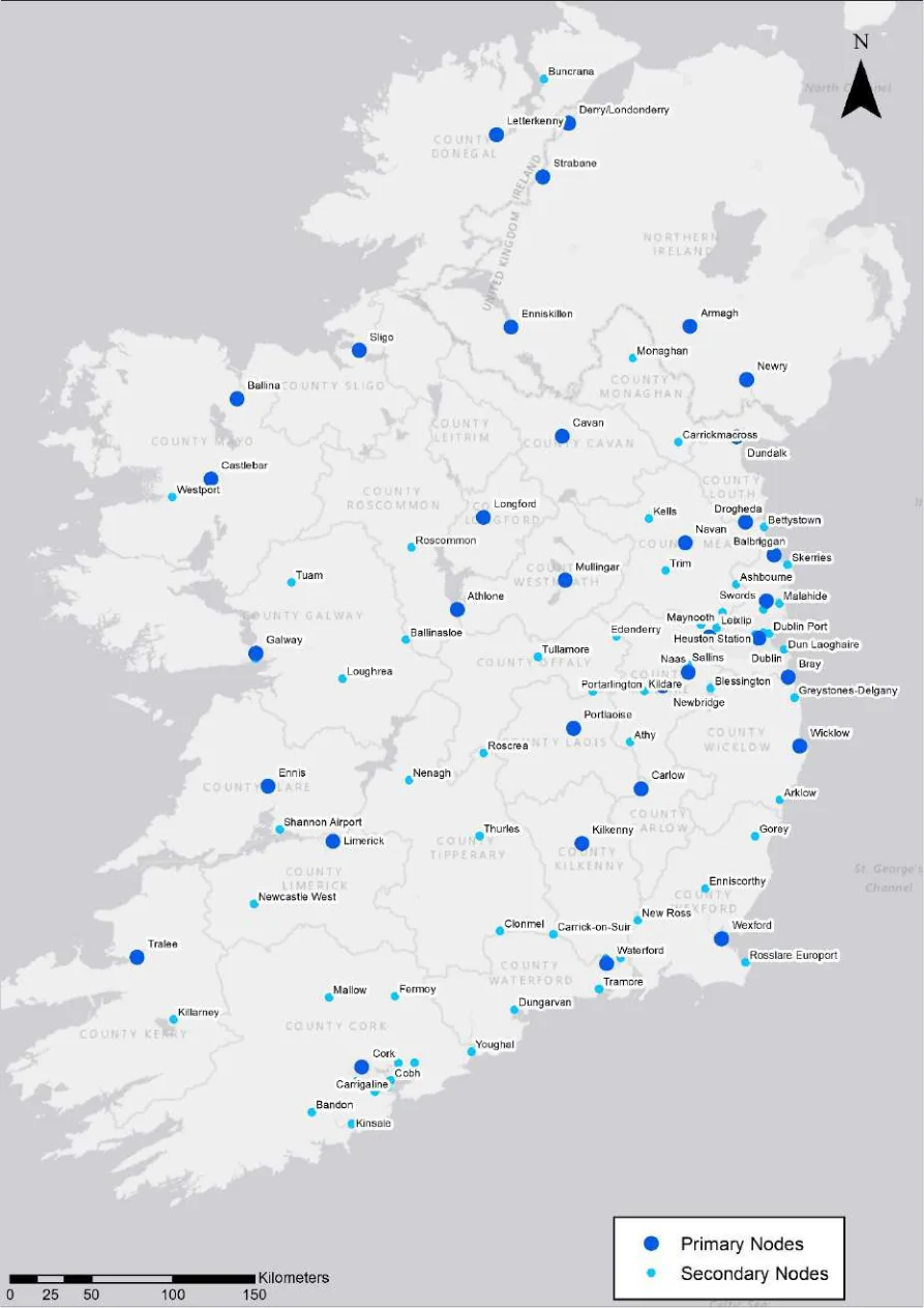 Figure 1.1: Map of the Nodes Focussed on Through the Development of the NCN Plan